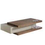 Coffee table walnut wood and MDF lacquered fog