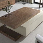 Coffee table walnut wood and MDF lacquered fog