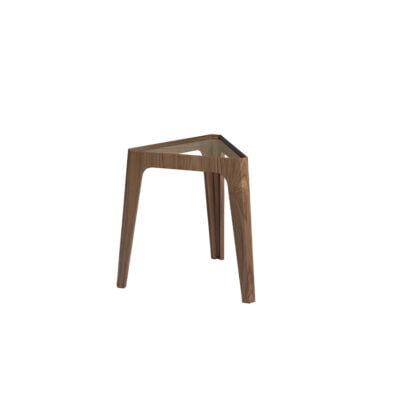 (Español) Mesa rincón triangular cristal templado y nogal Corner table - Angel Cerda