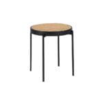 Round corner table in rattan and black steel