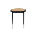 Round corner table in rattan and black steel