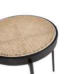 Round corner table in rattan and black steel