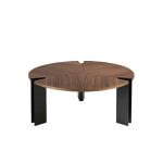 Table basse en bois de noyer et acier noir