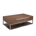 Coffee table walnut wood and chromed steel