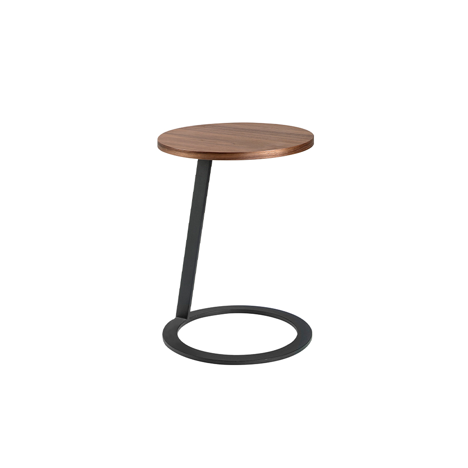 Corner table in walnut wood and black epoxy steel
