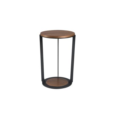 (Español) Mesa rincón redonda nogal y acero negro Corner table - Angel Cerda