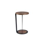 Corner table walnut wood and black steel