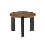 Corner table walnut wood and black steel