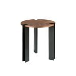 Corner table walnut wood and black steel