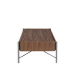 Rectangular coffee table walnut wood and blackened steel