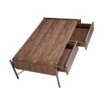 Rectangular coffee table walnut wood and blackened steel