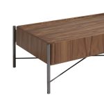 Rectangular coffee table walnut wood and blackened steel