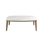 Table ovale en marbre et noyer