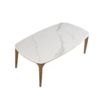 Oval porcelain marble and walnut oval table