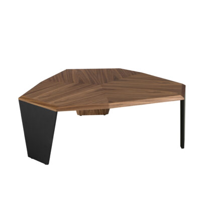 Mesa centro asimétrica nogal y pvc negro coffee table - Angel Cerda