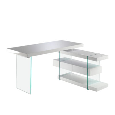 (Español) Escritorio madera blanco y cristal templado desk - Angel Cerda