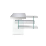 White wooden desk and tempered glass