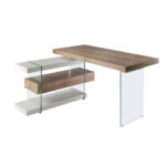 Walnut wood desk and tempered glass