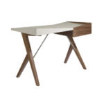 Walnut wood office desk and Pearl Gray lacquered top