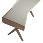 Walnut wood office desk and Pearl Gray lacquered top