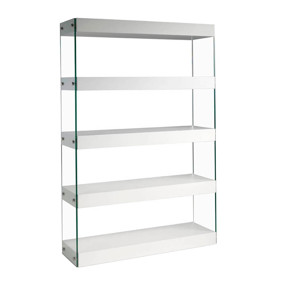 Estantería de madera color Blanco y cristal templado Estantería de madera color Blanco y cristal templado