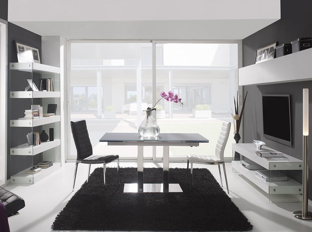 Estantería de madera color Blanco y cristal templado Estantería de madera color Blanco y cristal templado