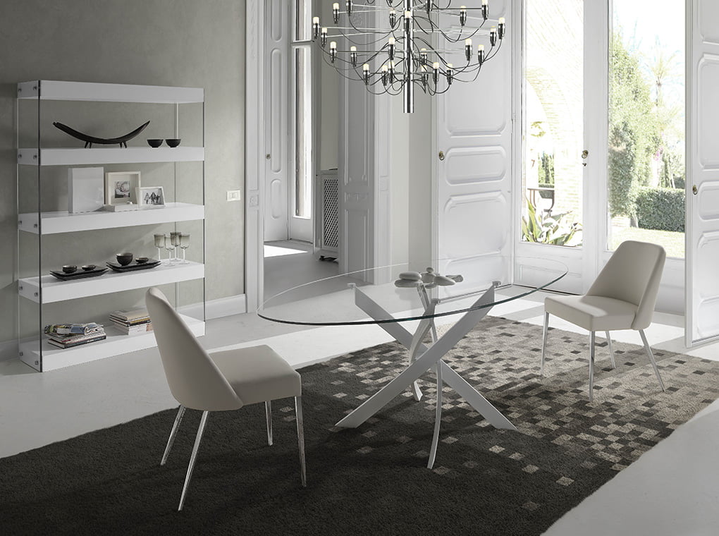 Estantería de madera color Blanco y cristal templado Estantería de madera color Blanco y cristal templado