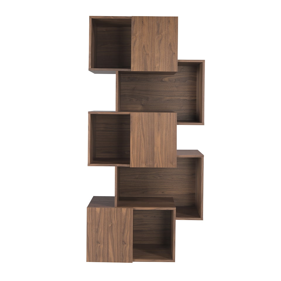 Walnut colored wooden shelf