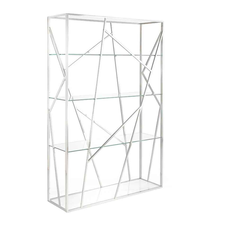 Chromed steel shelf and tempered glass shelves