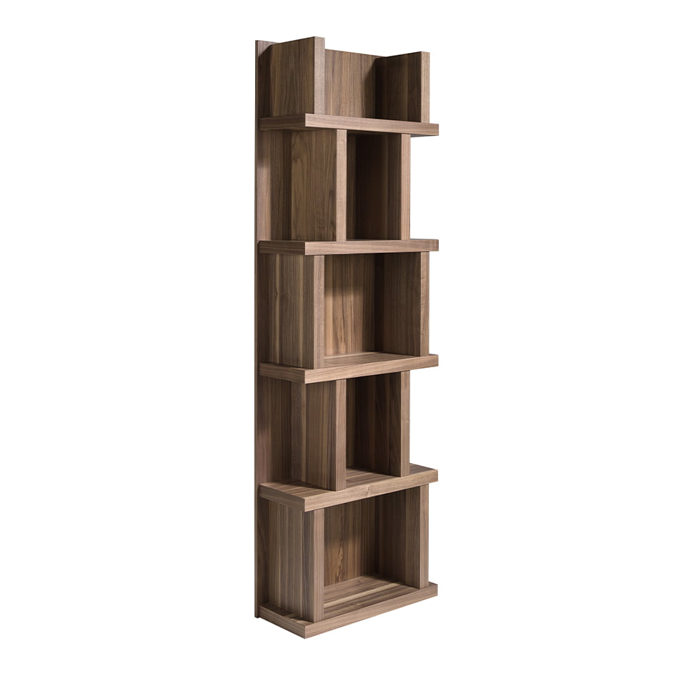 Walnut colored wooden shelf