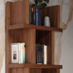 Walnut colored wooden shelf