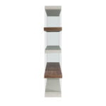 Tempered glass shelf with Walnut and Pearl Gray wood shelves