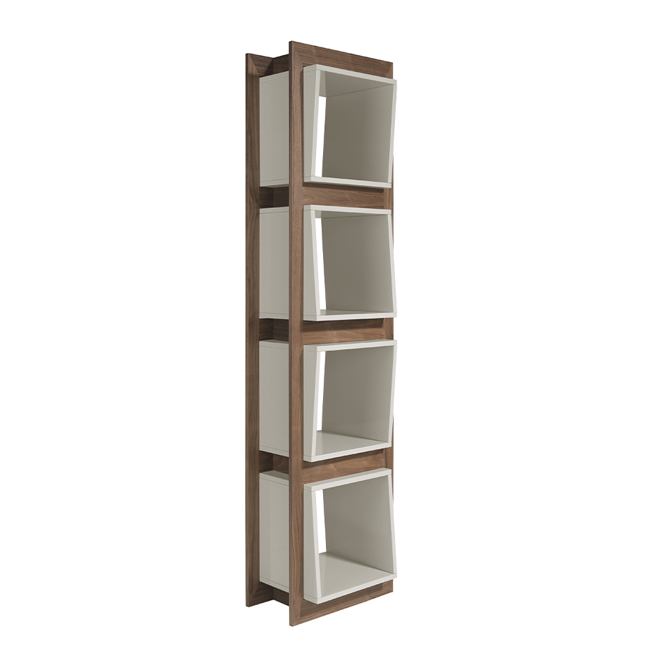 Walnut wood shelf and Pearl Gray cube