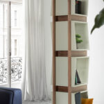 Walnut wood shelf and Pearl Gray cube