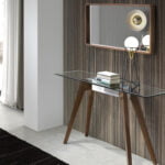 Walnut wood frame rectangular mirror