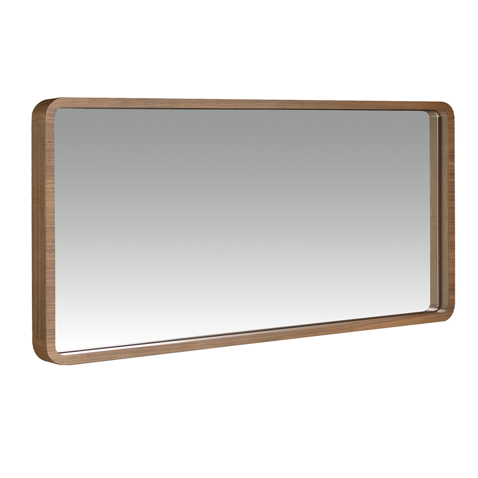 Specchio rettangolare con cornice in legno di noce