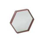 Miroir hexagonal avec cadre en bois de noyer