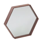 Miroir hexagonal avec cadre en bois de noyer