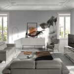 Mobile TV grigio perla in legno e acciaio nero