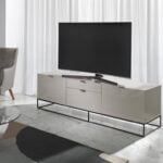 Mobile TV grigio perla in legno e acciaio nero