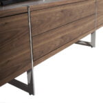 Walnut wood and chromed steel TV cabinet