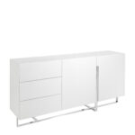 White wooden sideboard and chrome steel