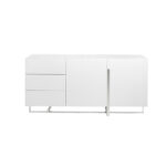 White wooden sideboard and chrome steel