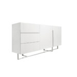 White wooden sideboard and chrome steel