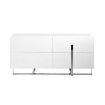 White wooden sideboard and chrome steel