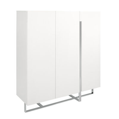 (Español) Aparador alto madera blanco y acero cromado sideboard - Angel Cerda