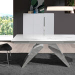 White wooden sideboard and chrome steel