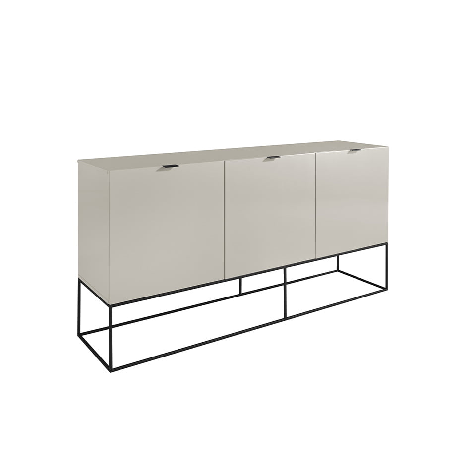 Pearl Gray wooden sideboard and black steel