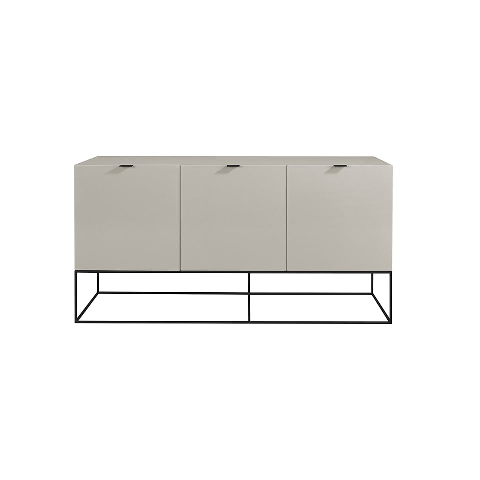 Pearl Gray wooden sideboard and black steel