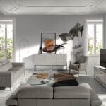 Pearl Gray wooden sideboard and black steel
